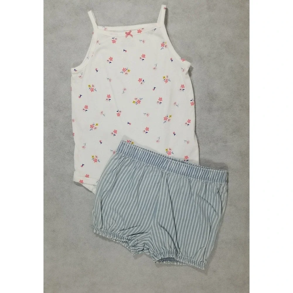 Carter's Baby Girls Size 24 Months 3 pc Top Bodysuit & Shorts Summer Outfit NEW - Picture 4 of 7